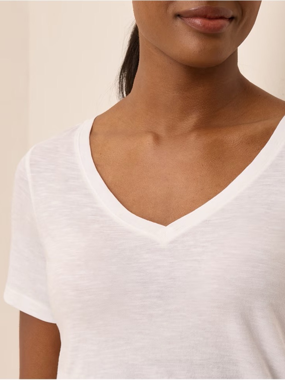 Women's Featherweight Slub V-Neck Tee Size Small White